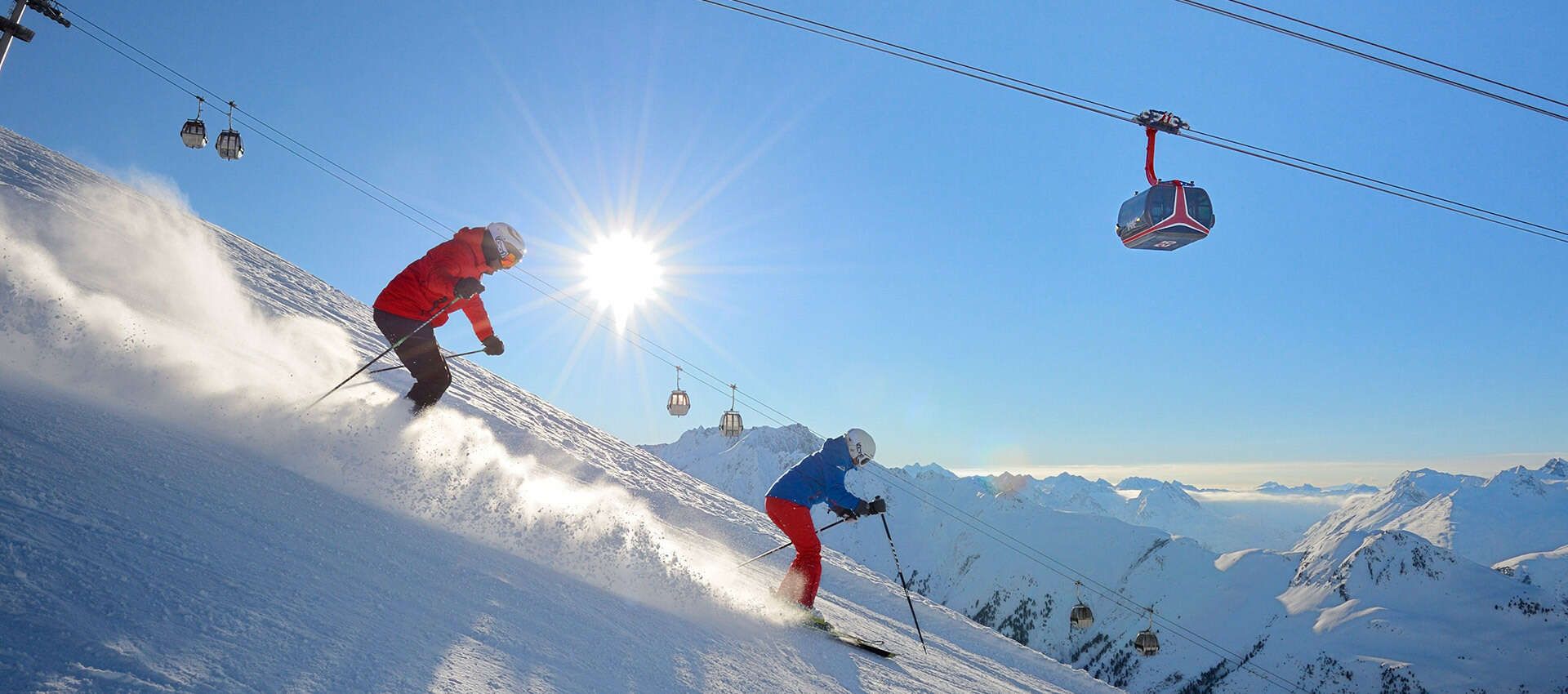 Skifahrer im Skigebiet Ischgl 