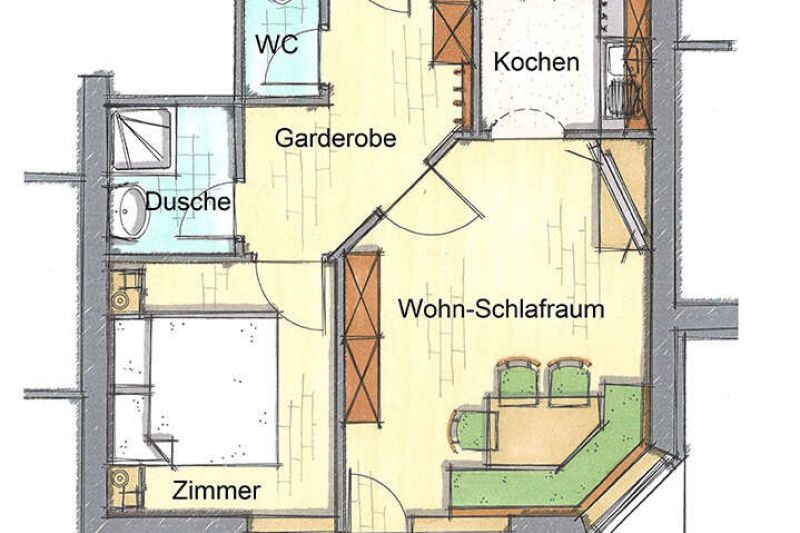 Grundriss der Ferienwohnung für 4 Personen im Appart Annalies
