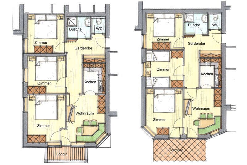 Grundriss der Ferienwohnung 1 im Appart Ischglerblick