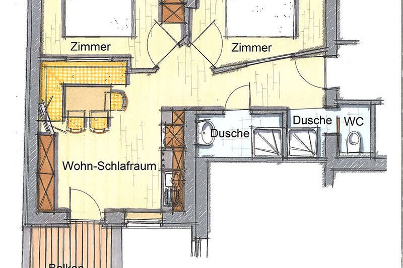 Grundriss der Ferienwohnung für 5 Personen im Appart Annalies